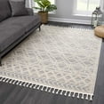 thumbnail image 5 of Hauteloom Magnolia MGN-2300 - Molde Moroccan Farmhouse Living Room Bedroom Area Rug with Tassel - High Low Carpet - Tribal Boho Style - Southwestern Geometric Pattern - Beige, Cream 5'3" x 7', 5 of 7