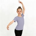 thumbnail image 7 of MKOSPLRT Kids Girls Ballet Tops Short Sleeve Crew Neck Mesh Crop Dance Shirts for Leotards Classic Gymnastics Gray 3-4 Years, 7 of 7