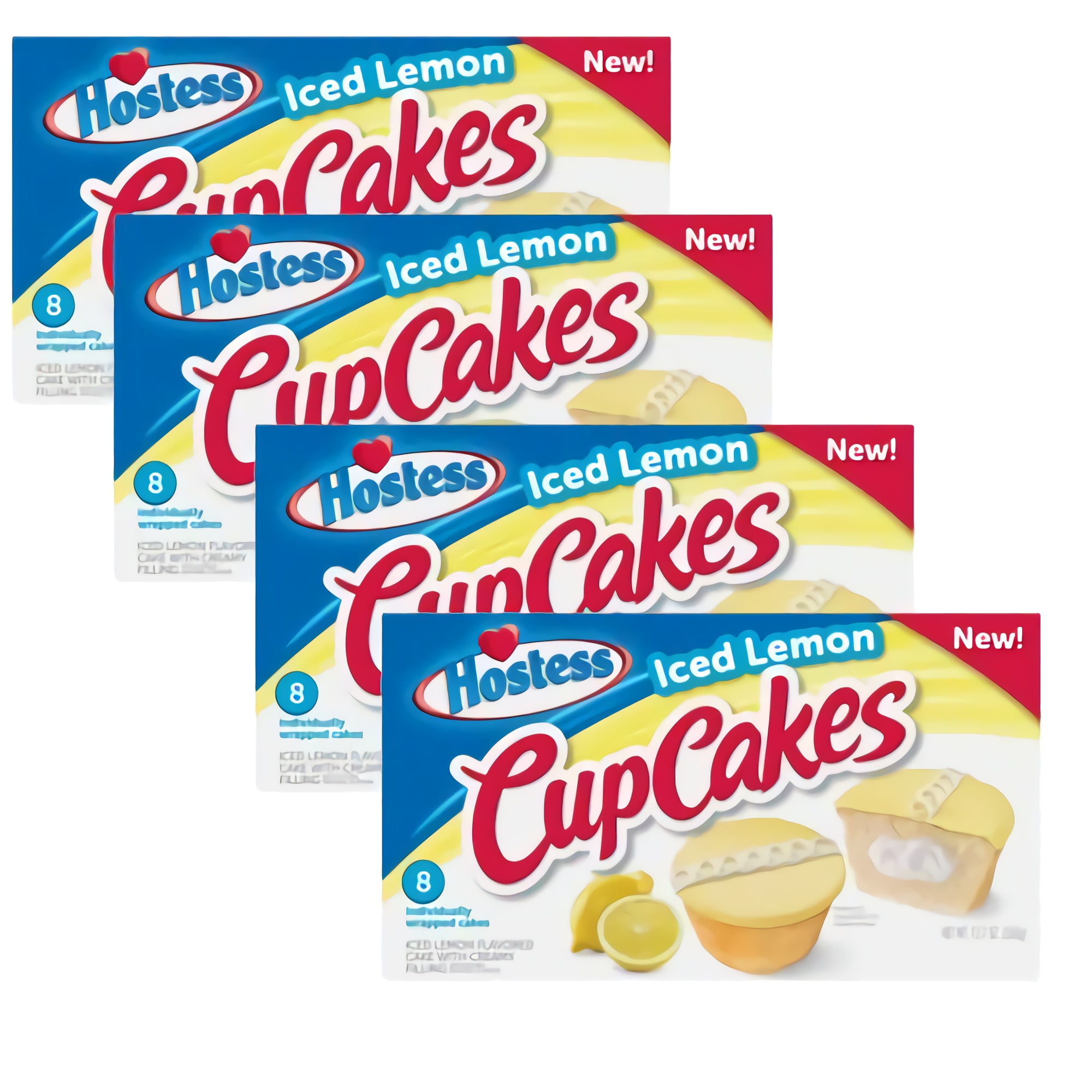 Tribeca Curations | Iced Lemon Cupcakes by Hostess | Box of 8 | Pack of 4 (
