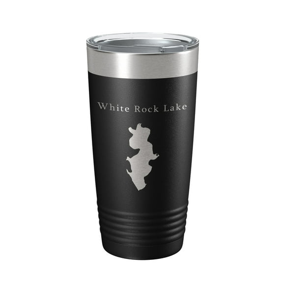 White Rock Lake Map Tumbler Travel Mug Insulated Laser Engraved Coffee Cup Dallas Texas 20 oz Black