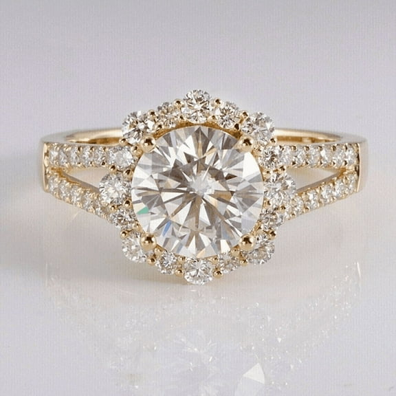 3 Ct Women's Anniversary Ring Round Cut Moissanite 14K Yellow Gold Plated