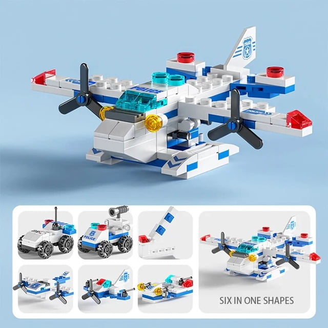 Bloques de construcción de modelo de Puerto espacial de aviación para niños, juguetes de ladrillos, formas de vehículos, construcción, regalo de desarrollo de inteligencia para bebés, 6 en 1