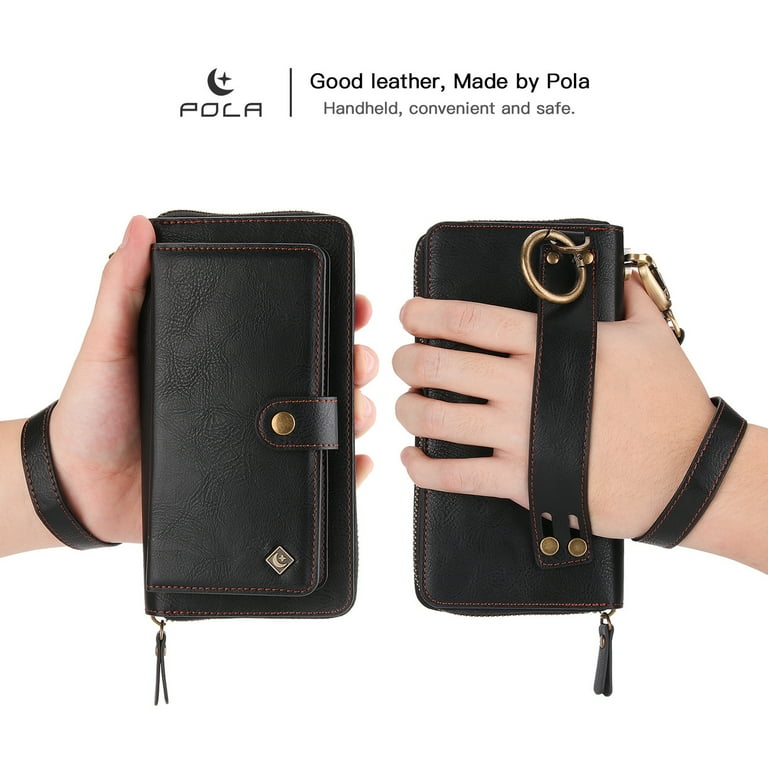 Defencase Compatible With IPhone 14 Plus Case Wallet With RFID Blocking Card Holder For Women Men, PU Leather Magnetic Snap Flip Zipper Strap Wallet Phone Case Fit For IPhone 14 Plus