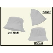 Bucket Hat For Men Women - Cotton Packable Fishing Cap, White L/XL