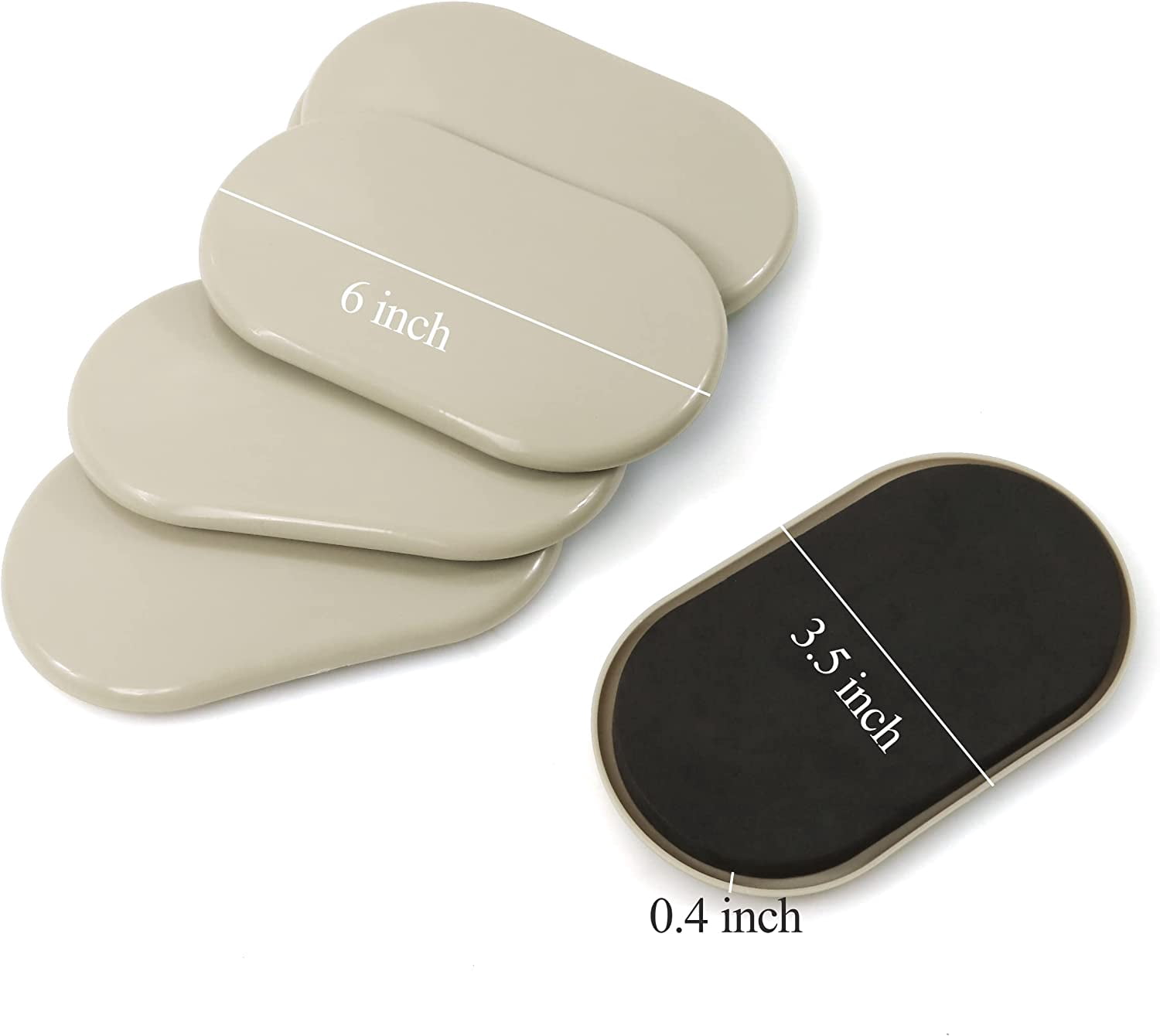 Furniture Slider, 3-1/2" x 6" Oval Heavy-Duty Movers, Reusable Carpet Sliders for Furniture, Heavy Moving Pads - Protect The Surface of (8 Pack)