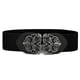 thumbnail image 1 of Cinturón elástico con hebilla entrelazada de metal tejido retro Inspire Chic, hebilla floral - Banda negra - Hebilla negra 25"-37", 1 of 4