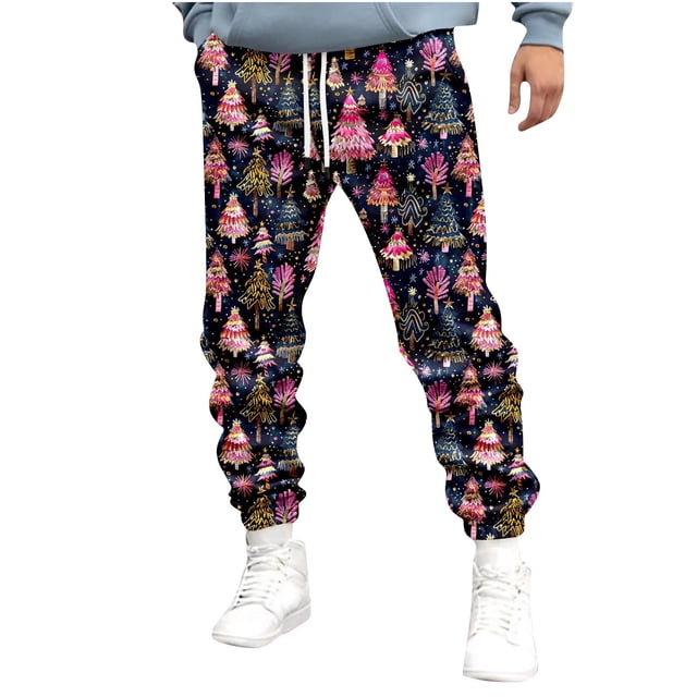Styesk Men's Pants Men's Sports Pants Tapered Running Exercise Pants Drawstring Running Pants Printed Pants