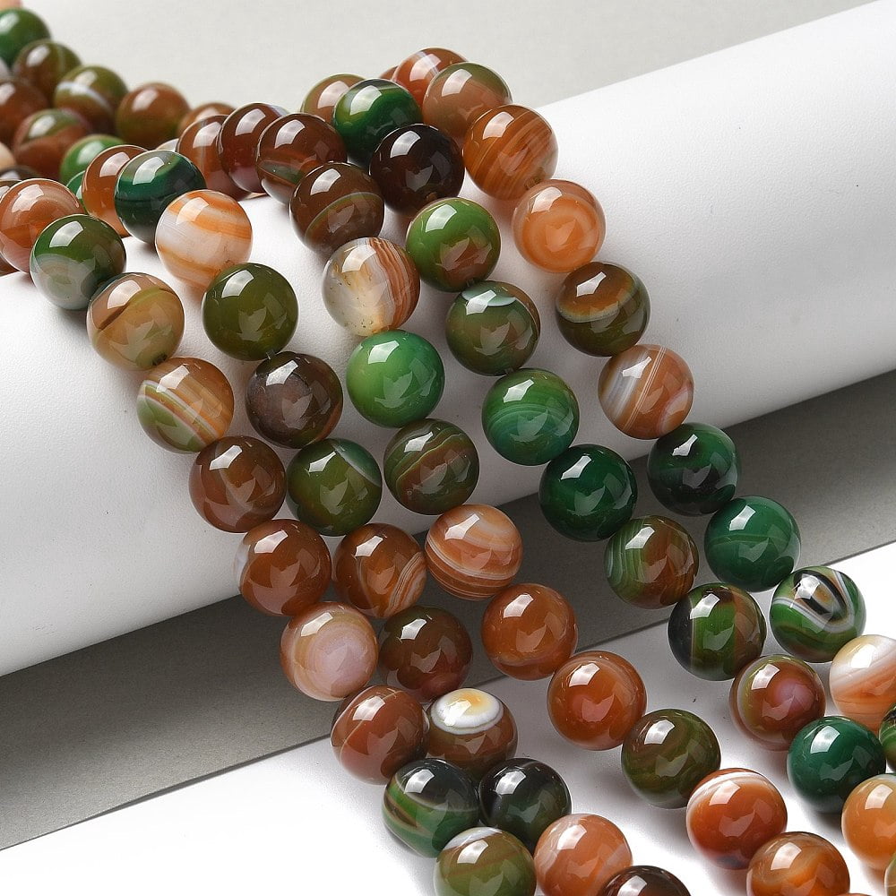 Natural Agate Beads Strands Dyed & Heated Round Green 10~10.5mm Hole: 0.7mm about 38pcs/strand 14.76''(37.5cm)