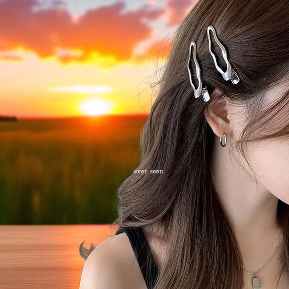 Vintage Silver Duckbill Hair Clips 2 Pack Non Slip Bangs Side Hair Grips Secure Metal Forehead Clips for Women Small Hair Accessories Summer Updos