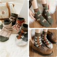 thumbnail image 6 of 5 Pairs Wool Socks for Women Thick Knit Cozy Vintage Cute Animal Floral Crew Socks, 6 of 6