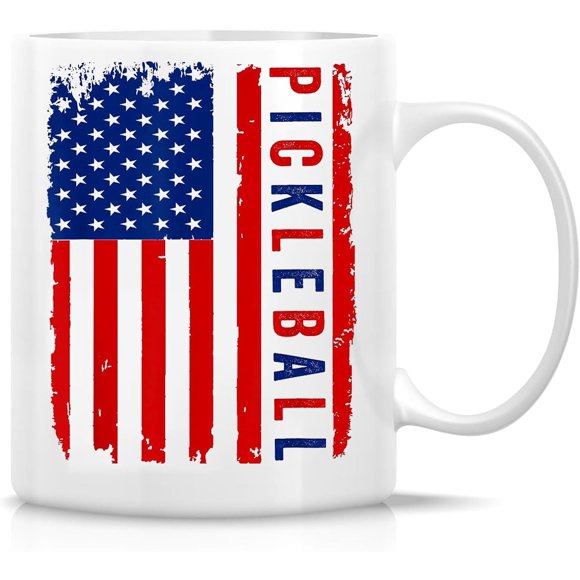Tasse à Café design Pickleball Drapeau Américain - Idées Cadeaux Mignonnes de Pickleball, Tasse à Café - Tasse de Pickleball - 11 Onces - Cadeaux pour les Amateurs de Pickleball - Imprimée des Deux Côtés - Lavable au Lave-Vaisselle