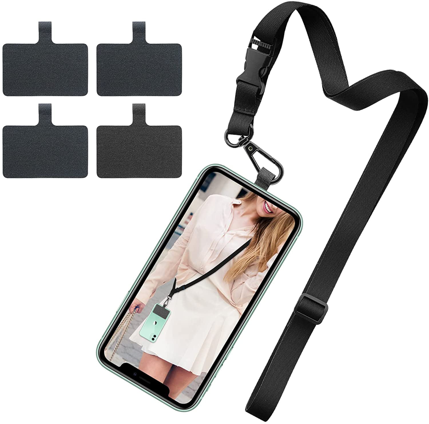 Gray Cell Phone Lanyard,Universal Crossbody Phone Strap Silicone Phone Case and Elasticity Finger Strap Compatible with All Smart Phones 