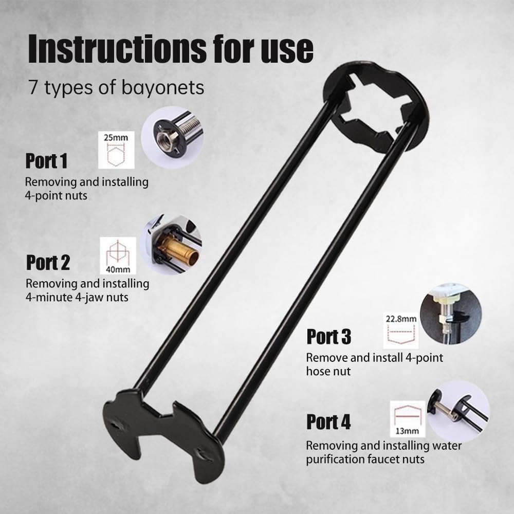 2026 Upgraded Multifunctional Sink Wrench Tool - 2Pcs Basin Wrench Set, 7-in-1 Faucet Installation and Removal Tool for Tight Spaces, Four-jaw Hex Spanner for Kitchen Bathroom Plumbing