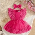 thumbnail image 2 of JUMEYU Newborn Baby Girl Dress Toddler Baby Girl Sequin Fringe Romper Dress Puff Short Sleeve Sparkly Romper Birthday Princess Outfit Summer Clothes 0 3 6 9 12 18 24 Months (Hot Pink,6-9 Months), 2 of 4