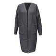 thumbnail image 4 of Wang6 Womens Chunky Long Cardigan Sweaters Fall Winter Long Sleeve Open Front Knits Trendy Button up Knitted Outwear Coats with Pocket X_Dark Gray L, 4 of 4
