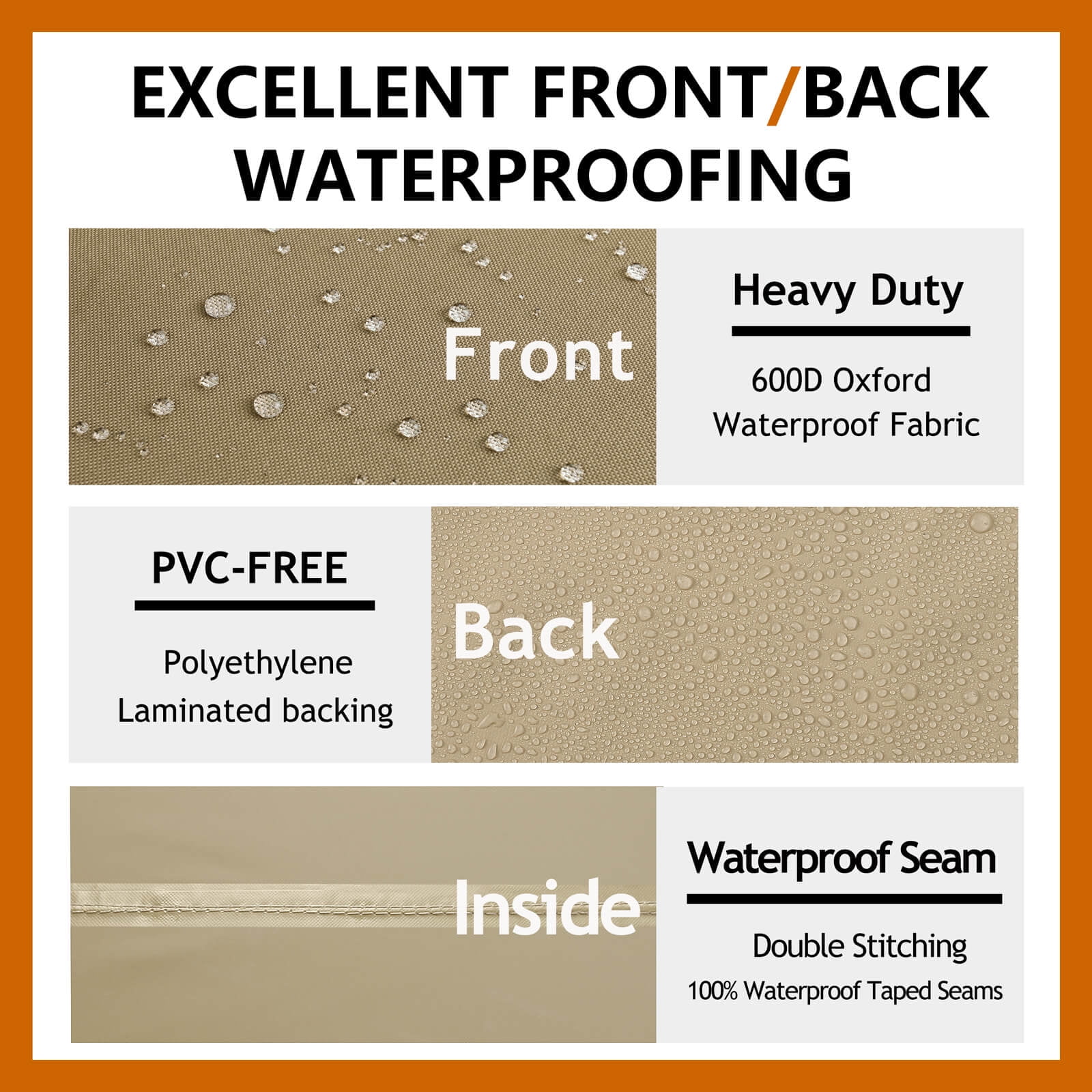 Flexiyard Patio Sectional Cover, 90"x120" Waterproof Beige Patio Furniture Cover