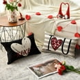 thumbnail image 4 of I Love U XOXO Valentine Hearts Stripes Throw Pillow Covers, 12 x 20 Inch Love Wedding Black Cushion Case Decoration for Sofa Couch Set of 4, 4 of 6