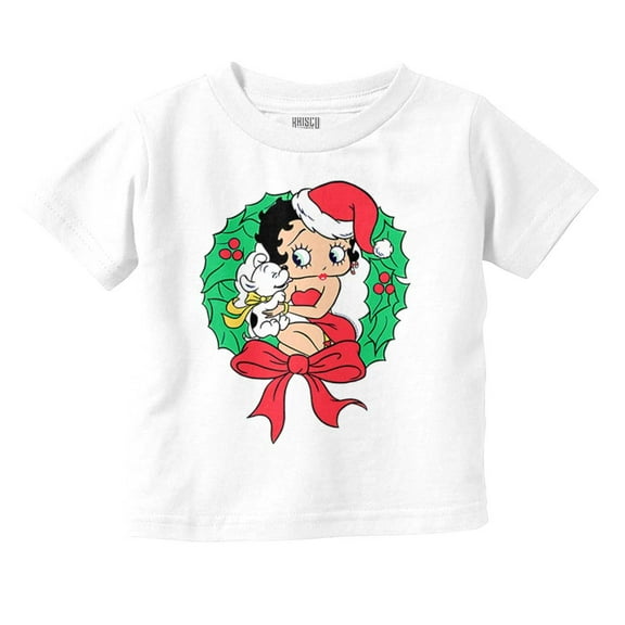 Santa Betty Boop Christmas Wreath Youth T Shirt Tee Girls Infant Toddler Brisco Brands 6M
