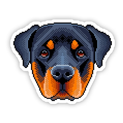 Rottweiler Pixelated Cute Dog - 3" Vinyl Sticker - For Car Laptop Water Bottle Phone - Waterproof Decal