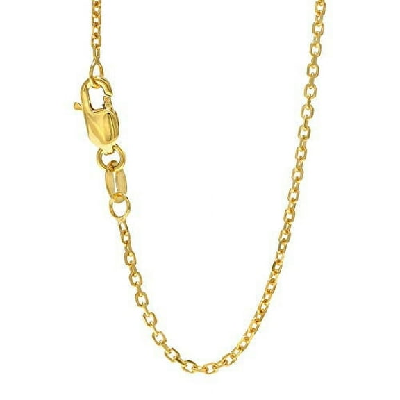 JewelStop 14k Solid Yellow Gold 1.1 mm Cable Chain Necklace, Lobster Claw Clasp-20 Inches, 2gr.