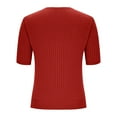 thumbnail image 5 of Ribbed Knitted Tops For Women V-Neck Short Sleeve Shirts Plain Basic T-Shirt Causal Elegant Shirts Summer Tops 2025 Trendcy Tee, 5 of 6