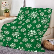 HongHeng Winter Snowflakes Green Snow Throw Blanket Ultra Soft Warm All Season Decorative Fleece Blankets for Bed Chair Car Sofa Couch Bedroom 51"X39"