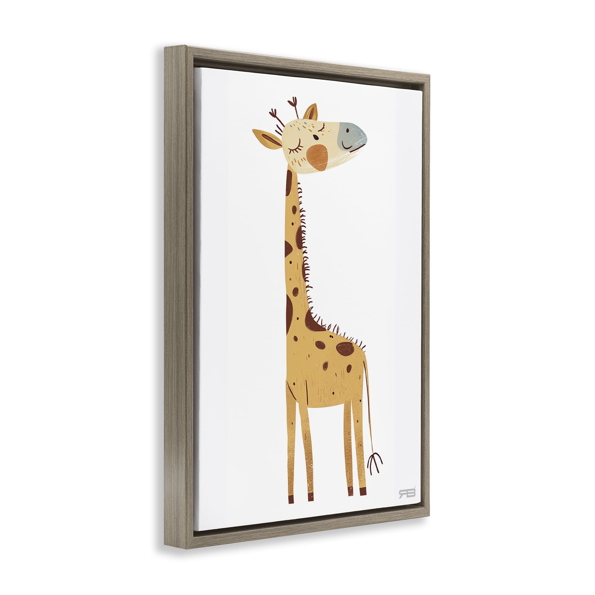 Stupell Industries Happy Giraffe Winking Animals & Insects Painting Brown Floater Framed Art Print Wall Art, 17 x 25