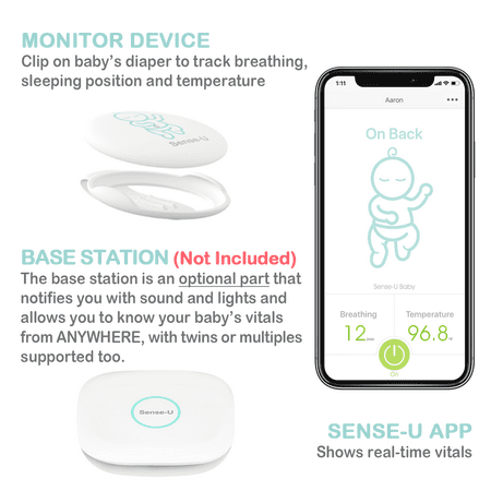 Sense-U Video + Breathing Baby Monitor 2 with 1080P HD Camera, 2.4G WiFi, 2-Way Audio, Night Vision, Movement & Temperature Sensors: Monitor Your Baby's Breathing, Rollover, Body Temperature Anywhere