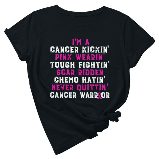 TIMIFIS Breast Cancer Awareness Pink Ribbon T-Shirt for Women Breast Cancer Shirts Work Tops Short Sleeve Out Blouse Breast Awareness Letter Print Shirt T-Shirt Tops In OctoberFall
