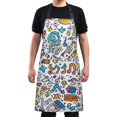 thumbnail image 4 of Yayeee Chief Kitchen Apron with Pockets for Cooking Water Resistant Unisex Adjustable Neck Strap, Doodle Pattern, 4 of 7
