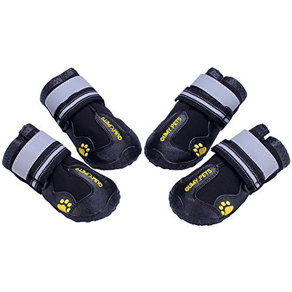 Qumy QUMY Dog Boots Waterproof Shoes for Large Dogs with Reflective Velcro Rugged AntiSlip
