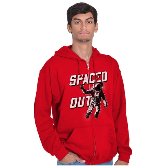 Funny Spaced Out Astronaut Joke Zip Up Hoodie Men's Women's Brisco Brands S