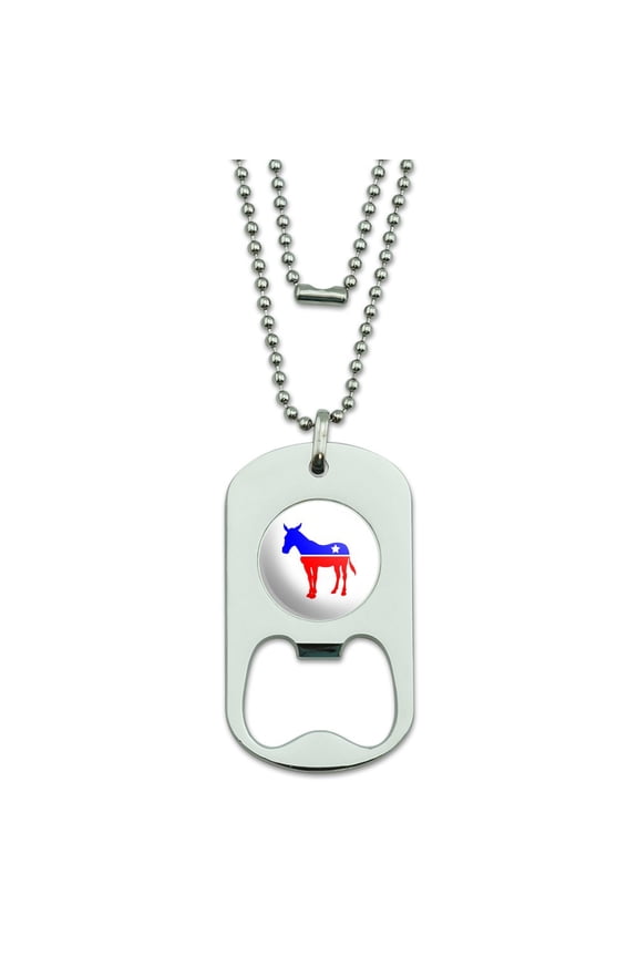 Democrat Donkey Liberal America Political Party Military Dog Tag Bottle Opener Pendant