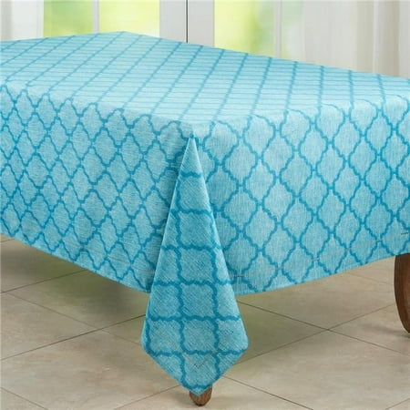 

65 x 104 in. Laser-Cut Hemstitch Tablecloth Turquoise