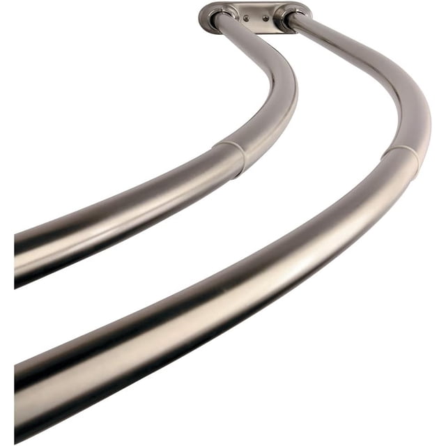 Tringle de Douche Réglable à Double Courbure en Acier Inoxydable Nickel Satiné