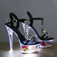 thumbnail image 5 of Leozcaa Clear Stiletto High Heels Rhinestone Sandals for Women Ankle Strap Platform Slingback Pump Shoes, 5 of 9