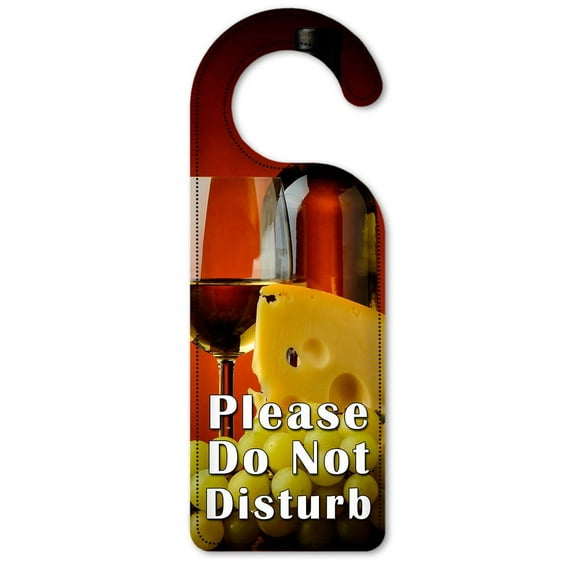 Do Not Disturb Door Knob Hanger Sign - White Wine with Red Background