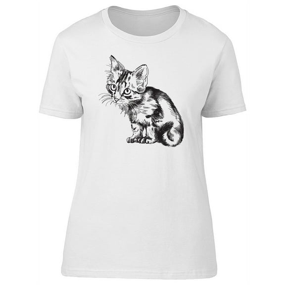 Cute Kitten Grunge Sketch Tee Women's -Image by Shutterstock