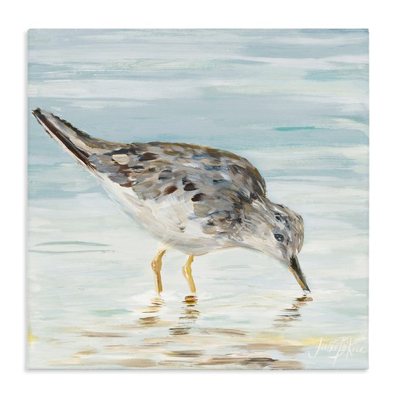 Stupell Industries Rustic Lodge Sandpiper on Shallow Beach Coast Canvas Art, 17 x 17, by Julie DeRice