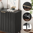 thumbnail image 3 of Modern Fluted Sideboard & Buffet Cabinet-Adjustable Shelves, Solid Wood Legs & Vertical Grooved Design,Versatile Accent Cabinet for Dining Room,living room Storage,Black, 3 of 9