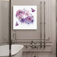 thumbnail image 5 of Square Canvas Wall Art for Bedroom Bathroom Purple Pink Watercolor Floral Butterfly Picture Print Painting Artwork for Living Room,Kitchen,Office,Stretched and Framed 16"x16", 5 of 6
