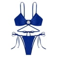 thumbnail image 4 of Womens Swimsuits Three-Point Spaghetti Strap Adjustable Separates Bikini Set Blue Bathing Suit for Women M, 4 of 5