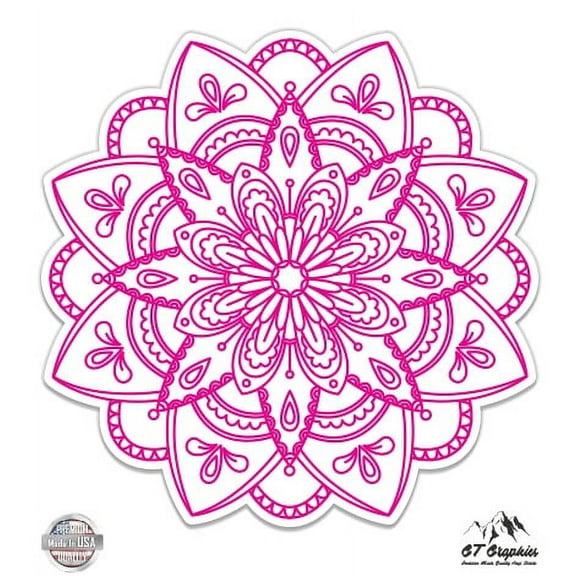 Detailed Mandala Beautiful Flower Design - 3" Vinyl Sticker - For Car Laptop I-Pad Phone Helmet Hard Hat - Waterproof Decal
