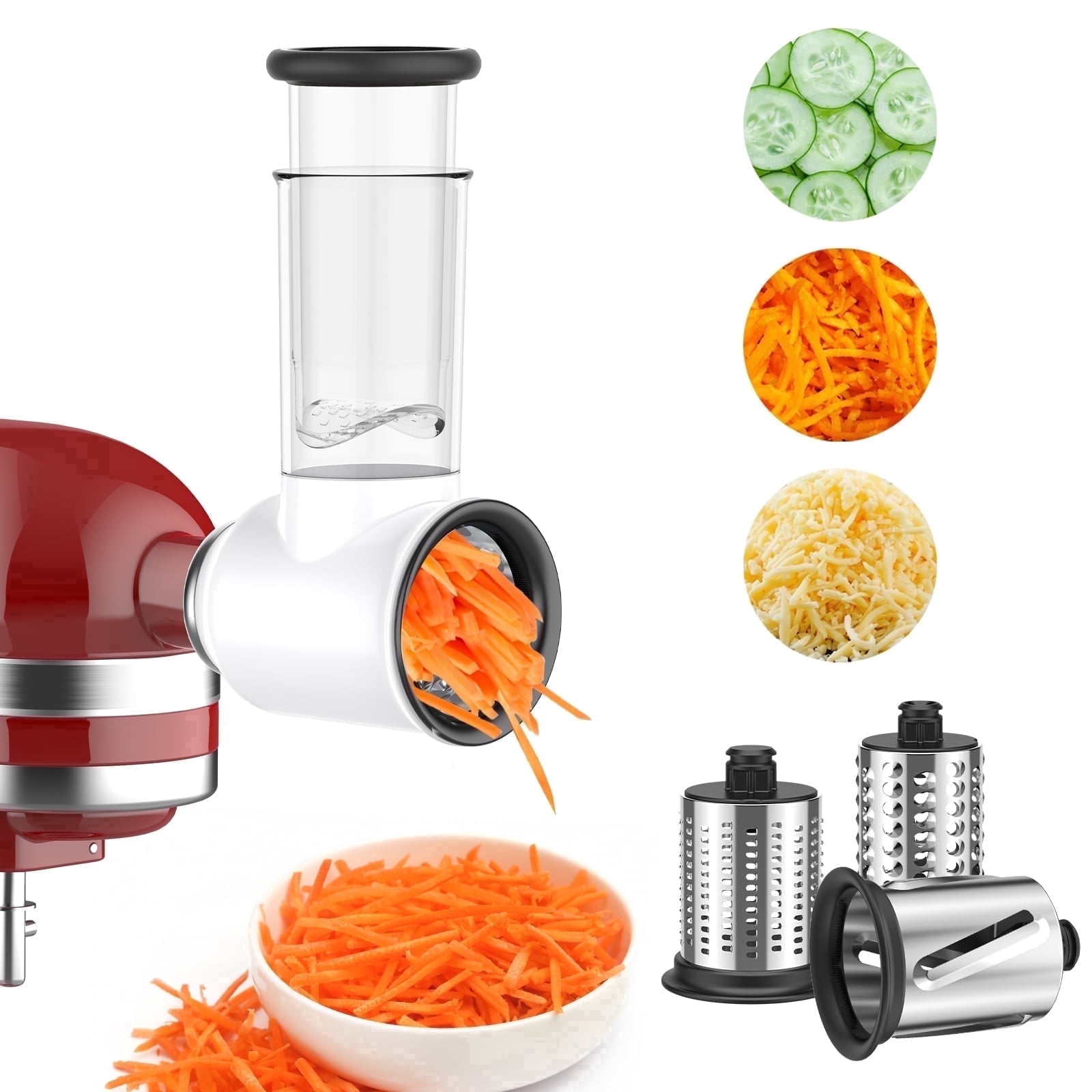 TOCOKEID Slicer Shredder Attachment for KitchenAid Stand Mixer, Cheese Grater, White