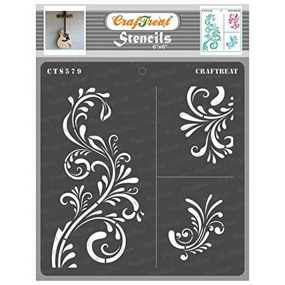 CrafTreat Fancy Flourish Stencil for Painting and Crafting - 6"x6"
