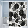 thumbnail image 3 of Black Shower Curtain, Black Grey Abstract Geometric Modern Grid Pattern Minimalist Bath Curtains Waterproof Fabric with Hooks for Home Decor, 72Wx72H, 3 of 6