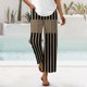 thumbnail image 4 of WILLBEST Pantalones Casuales para Mujer - Capri Holgado de Lino con Estampado Floral Bohemio, Rayas, Cintura Elástica y Cordón Ajustable para Relajarse y Actividades al Aire Libre. Extra Grande, 4 of 5