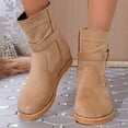 thumbnail image 2 of Bottes d'Hiver pour Femmes - Style Décontracté Mode, Bottes Courtes Plissées à Talon Bas Épais Mi-Mollet - Extérieur, Intérieur, 2 of 9