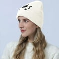 thumbnail image 6 of BAVACE White Cat Beanie Hat for Women Men Thick Knitted Cuffed Skull Cap Winter Cute Stuff Accessories Birthday Valentines Day Decoration Gifts Girlfriend Boyfriend Wife Husband Teen Age Ideas, 6 of 6