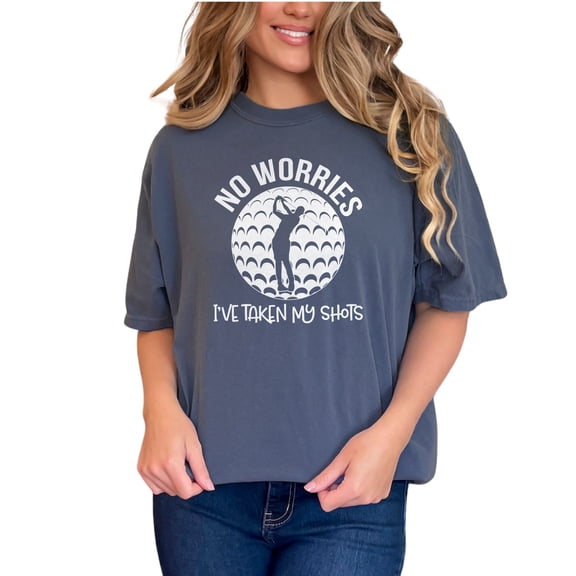 Confident Golfer No Worries Humorous, Denim Comfort Colors T-Shirt, Small